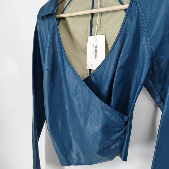 Oak + Fort | faux leather wrap top - Picture 2 of 5